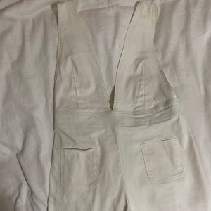 White denim overalls